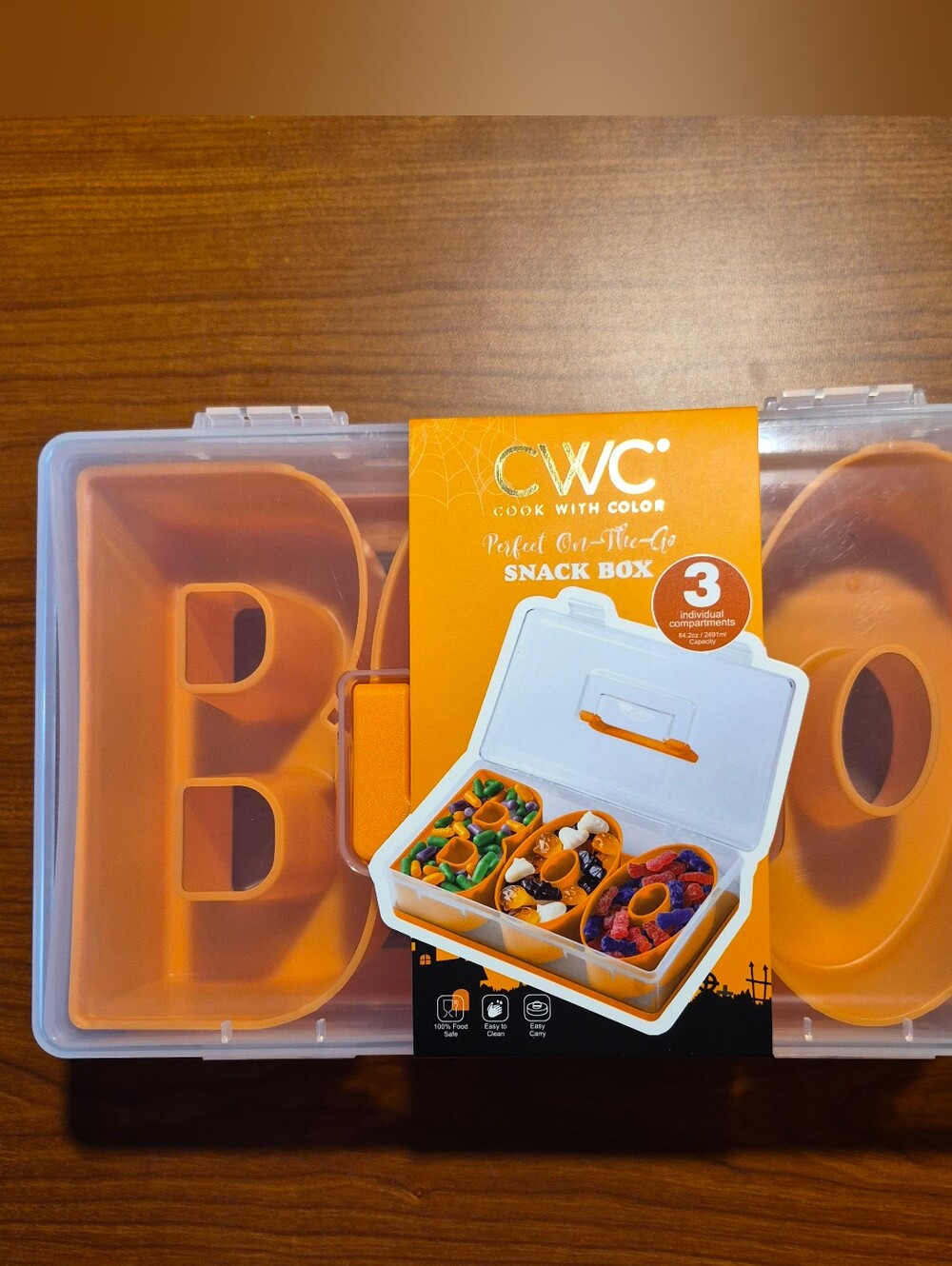 CWC BOO Snack Box Orange Snackle Box Halloween Entertain On the Go Handle NEW